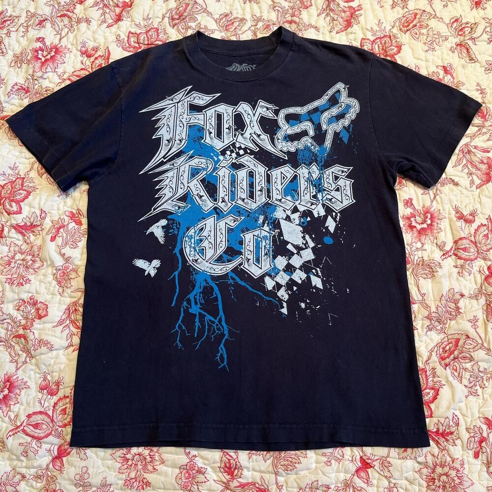 Fox-racing Men's Black and Navy T-shirt